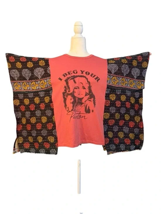 Handcrafted Upcycled Dolly Parton Kantha Tunic NWT One Size - Picture 6 of 10
